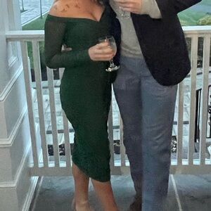 Petal & Pup Green Off-Shoulder Dress